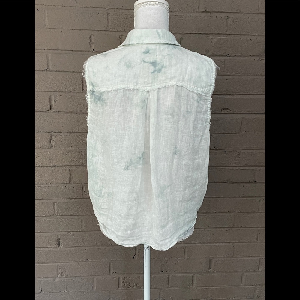 Bella Dahl Sleeveless tie waist linen top L - Picture 4 of 12
